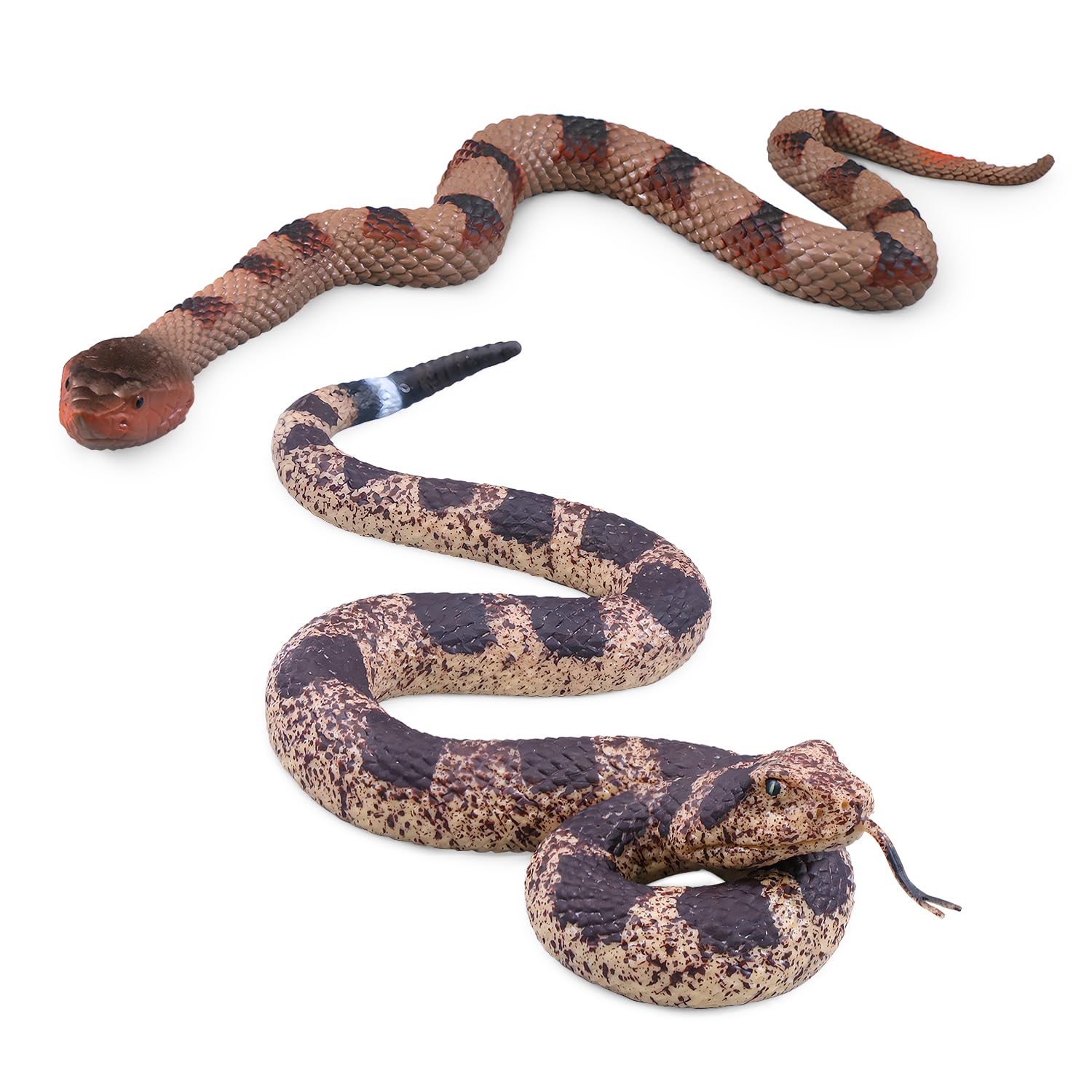 SIENON Realistic Rubber Snakes & Plastic Spider Animal Figures (Rattlesnake Viper Snake)