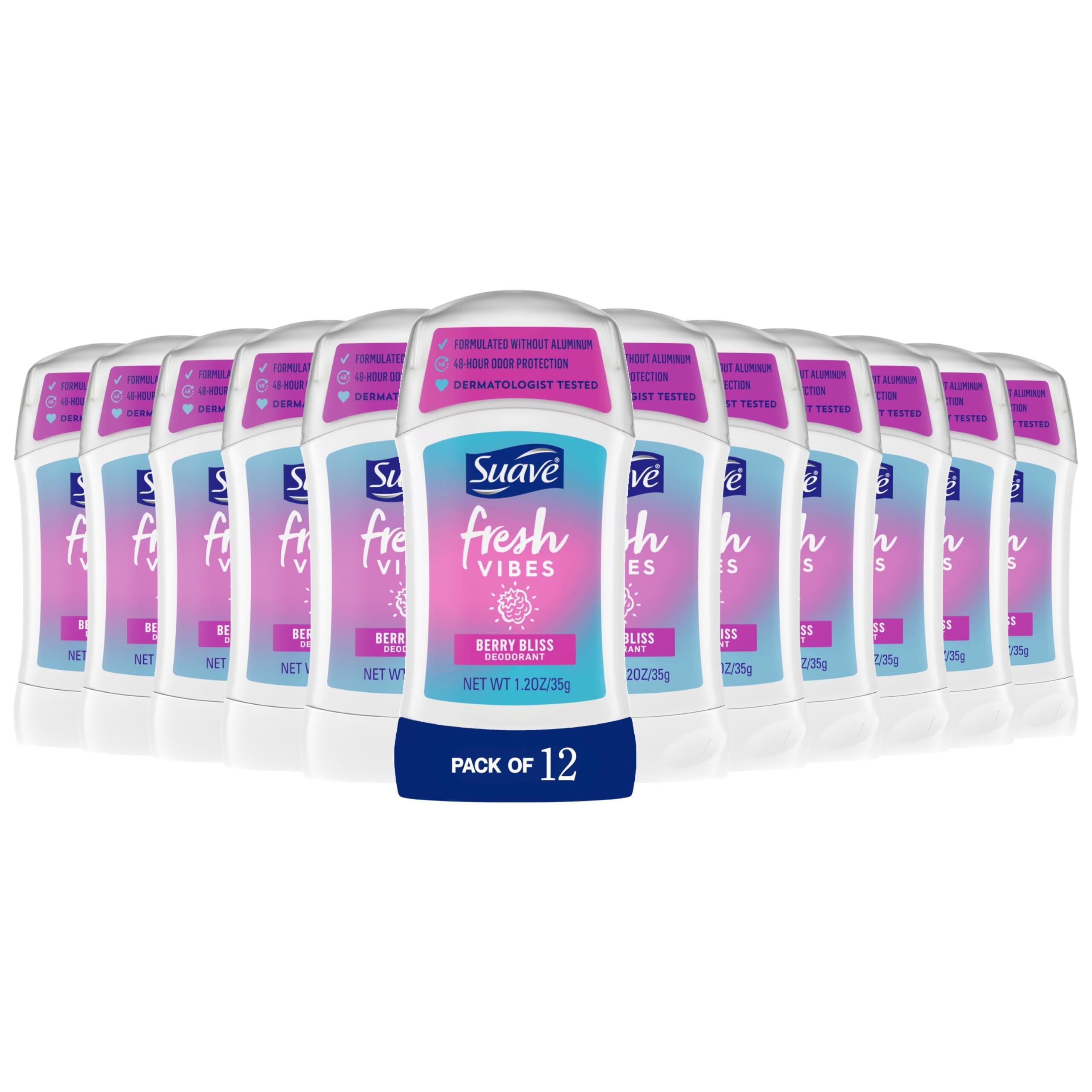 Photo 1 of Suave Fresh Vibes Deodorant Stick Berry Bliss Aluminum Free 48 Hour Deodorant Protection Dermatologist Tested Body Deodorant 1.2 OZ(Pack of 12)