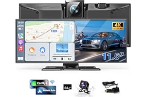 Largest 11.5"Wireless Apple CarPlay Screen for Car–Portable Carplay & Android Auto Touchscreen Car Stereo with App Control, 4