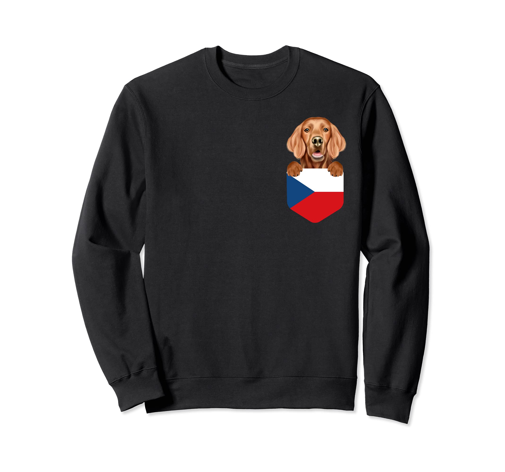 Czech Republic Flag Irish Setter Dog In Pocket Sweatshirt