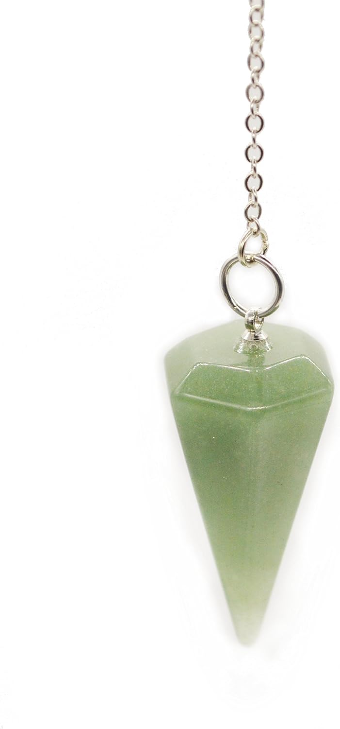 Polar Jade Dowsing Pendulum Made of Natural Green Aventurine Crystal for Divination Chakra Reiki. Pointed with Chain and Jewelry Pouch - Image 3