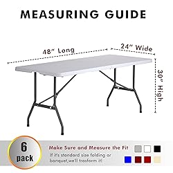 Nasitos 6 Pack Black Fitted Table Covers for 4 Foot