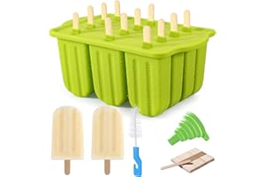 Popsicle Molds 12 Pieces Silicone Ice Pop Molds BPA Free Reusable Popsicle Mold Easy Release Ice Pop Maker with 50 Pcs Sticks