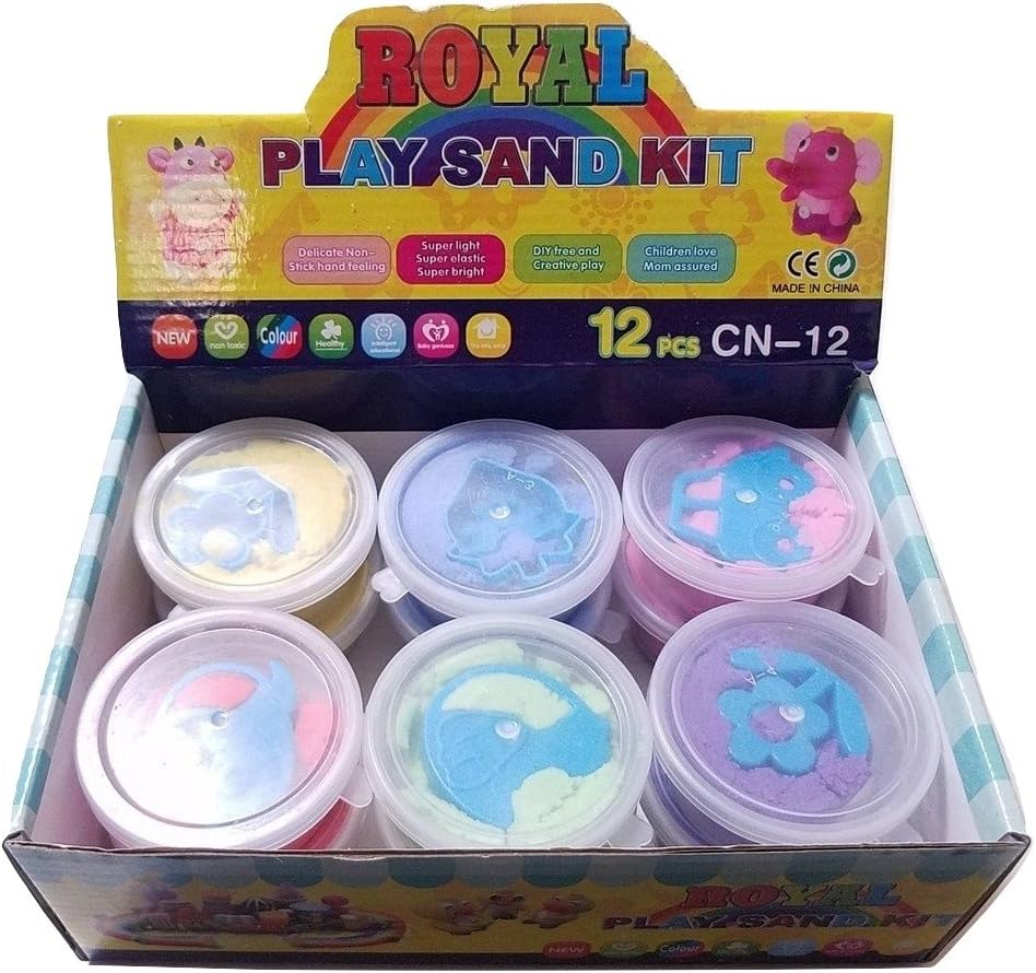 JM Future Box of 12 Small Space Moon Kinetic Play Sand Mold-N-Play Magic Educational Creative Fun Kids DIY Gift