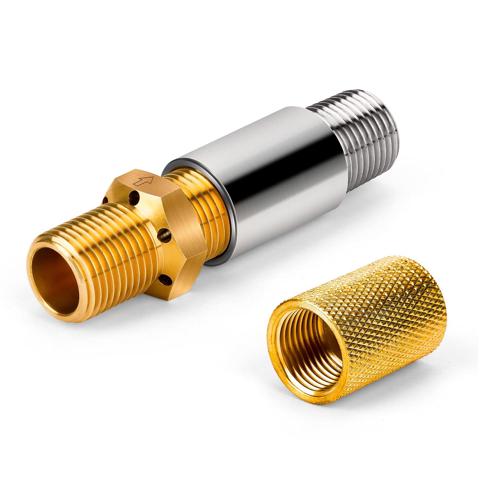 Photo 1 of GRISUN 1/2" Propane Air Mixer Valve for Fire Pits – 150,000 BTU High-Capacity Air Mixer Valve Propane, Stainless Steel & Brass, Includes 1/2" Female Adapter for Propane Fireplaces and Fire Tables