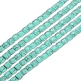 PATIKIL 50 Pack Natural Stone Beads, 8mm Faceted Square Agate Beads Bulk Turquoise Stones, for DIY Jewelry Making Necklace Bracelet Accessories, 2 Strands, Blue