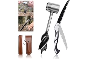 CANTENDO Bushcraft Gear for Survival Settlers,Bushcraft Drill & Survival Saw,Bushcraft Tools and Gear,Settlers Wrench Hand Auger Wood Drill,Scotch Eye Wood Auger