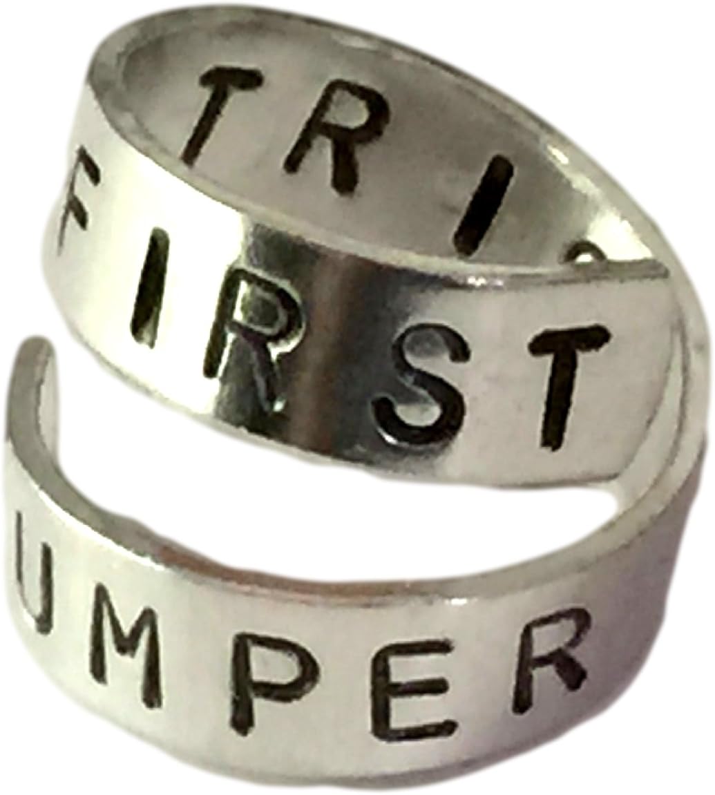 First Jumper Ring, Divergent Inspired Jewelry, Dauntless the Brave, Custom Stamped Ring, We Believe in Ordinary Acts of Bravery