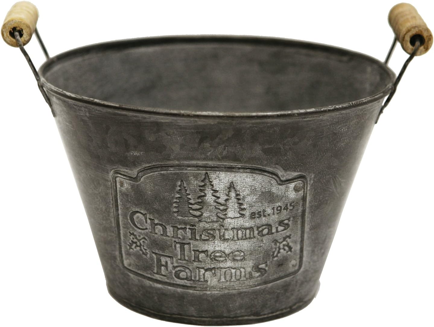 Great Finds T455 Tin Christmas Tree Farms Bucket W/Handles, Medium