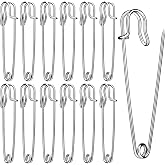 Ftyiwu Large Safety Pins, 15 Pack Heavy Duty Safety Pins 3 Inch | Stainless Steel Large Safety Pins for Clothes, Blankets, Laundry, Leather Canvas, DIY Crafts
