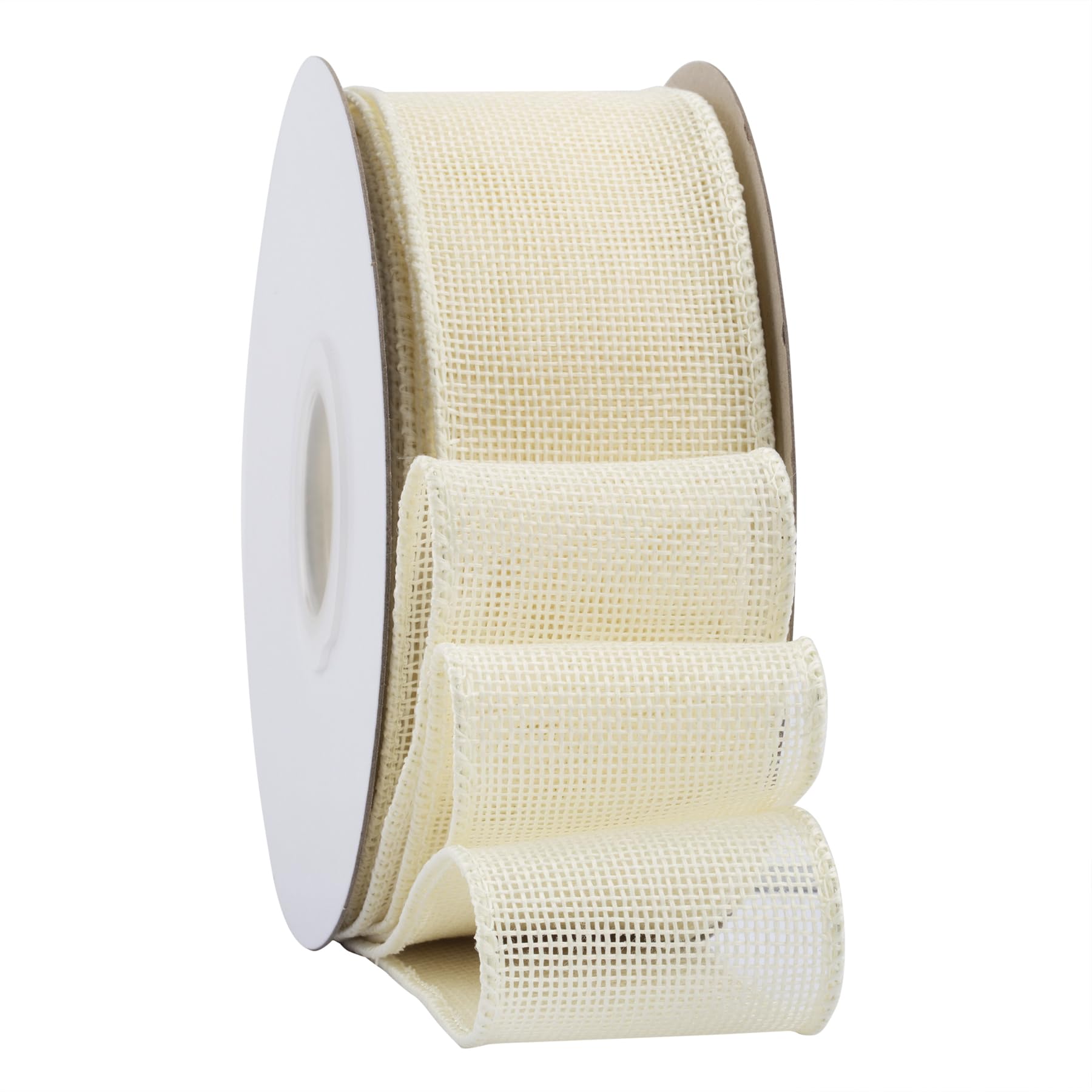 Ribbonitlux Ivory Burlap Wired Ribbon, 50mm x 18 Meters, Wired Edge Burlap Ribbon for Gift Wrapping, Big Bow, Wreath, and Christmas Tree Decoration