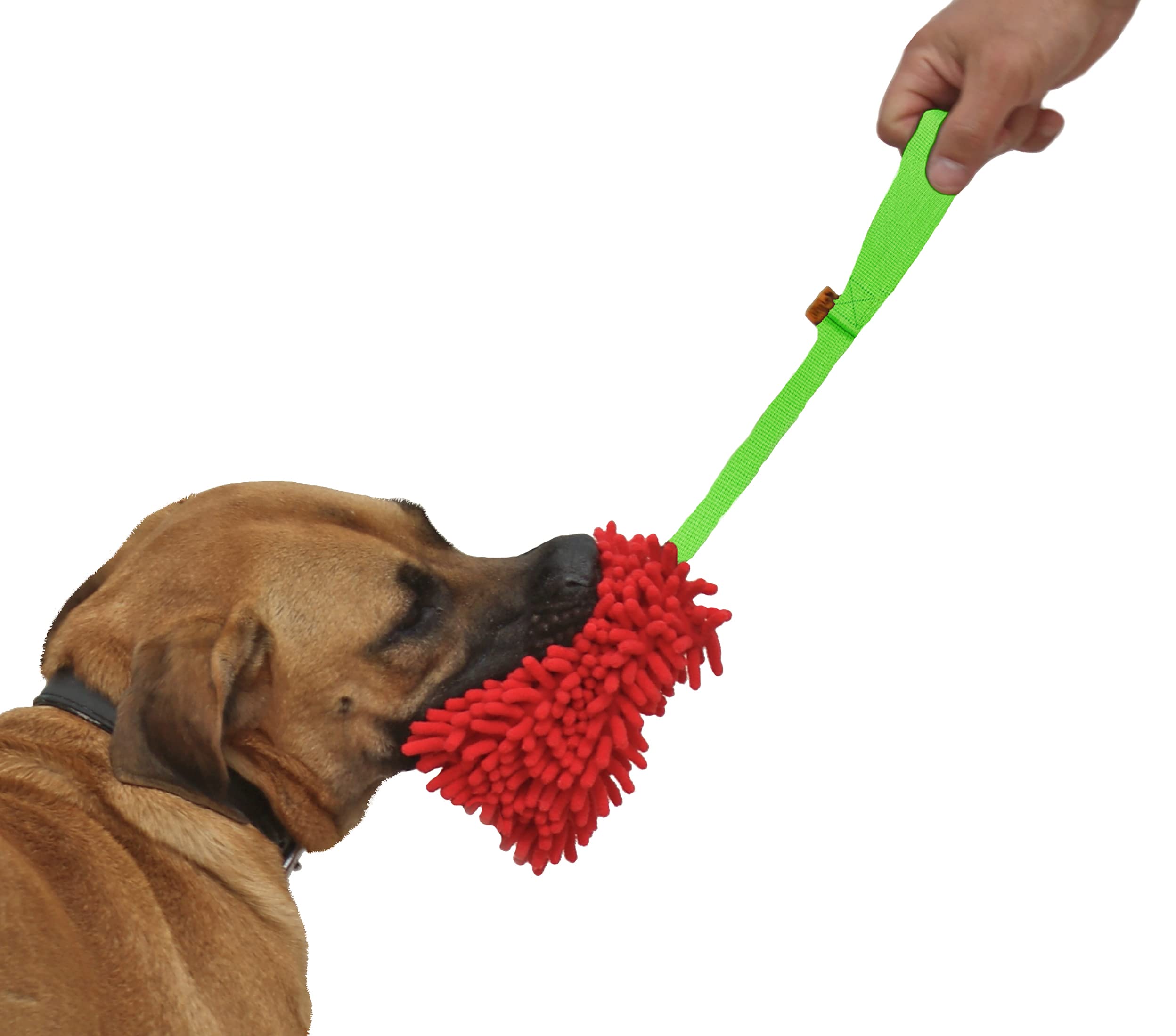 Dingo Microfibre Dog Toy with a Squeaker, 1 Handle Chaser, Handmade Tug Toy for Dog Training Agility Retrieve Play, Prey Drive Booster 55 cm Long Tug Red (15654)