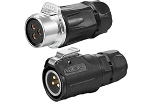 CNLINKO LP-20 3 PIN Waterproof Connector, IP68 Circular Connector, Quick Plugging Aviation Connector, PBT Plastic Shell Solder Connector, Marine Industry Connector Male Plug Inline Plug-in (3 PIN)