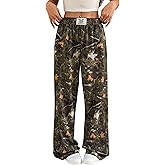 ZAFUL Women's Camo Sweatpants Y2K Elastic High Waisted Wide Leg Casual Straight Cargo Pants Joggers with Patch Detail