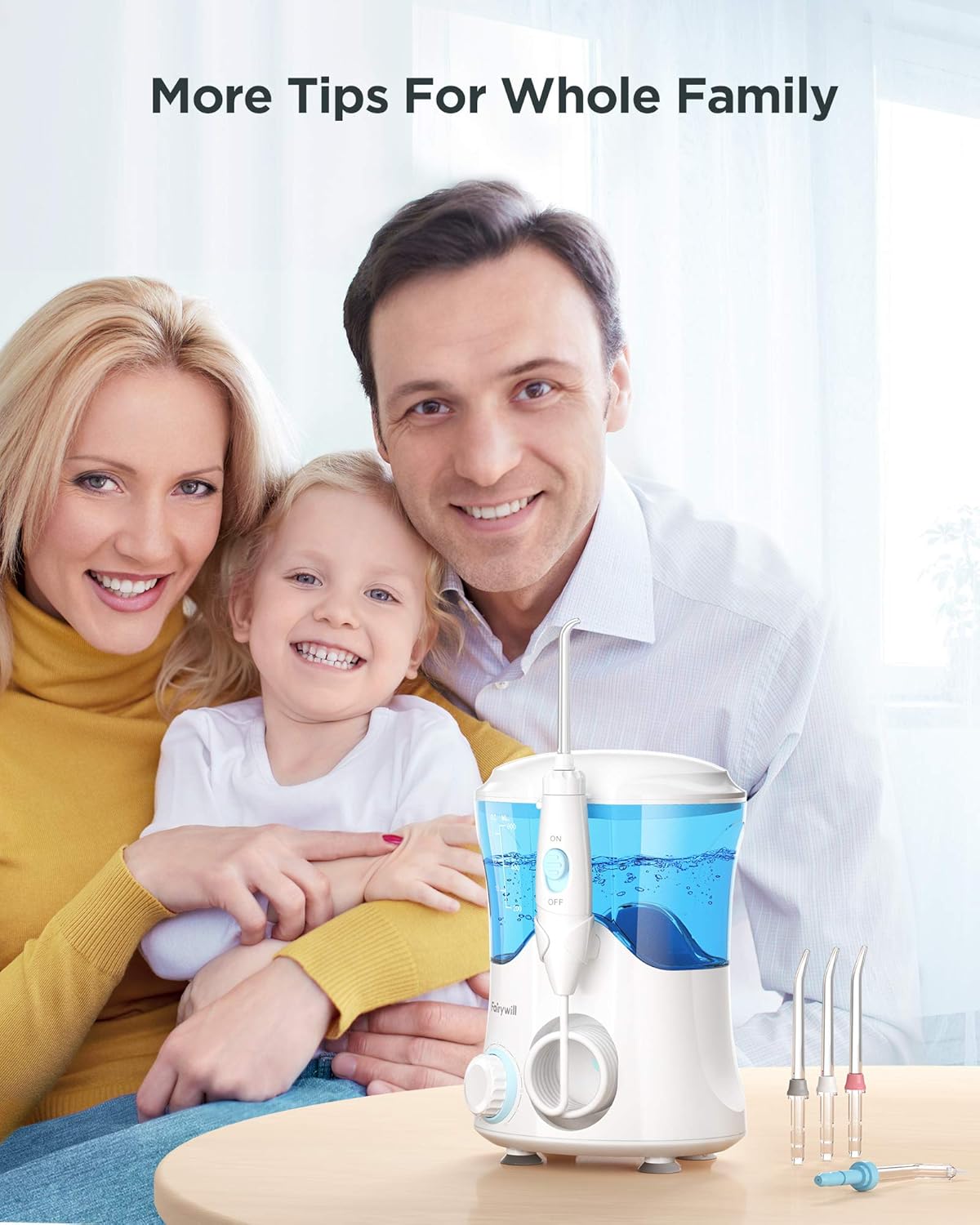 Water Flosser for Teeth, Fairywill Dental Oral Irrigator with 8 Jet Tips,10 Adjustable Modes,600ML Water Tank,Non-Slip Base,Quiet Professional Electric Flosser for Braces Care,Teeth Cleaner,White: Beauty