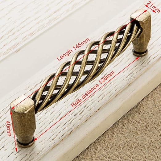 5 uds, manijas de gabinete de bronce antiguo Vintage, manijas de jaula