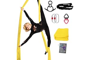 PRIOR FITNESS Aerial Silks Set, Professional Thicker Low Stretch Fabric 9/15/20 Yards Aerial Silk Swing Set with Hardware Guide, Yoga Starter Kit For Home, Aerial Yoga Hammock, Silks for Gymnastics, Antigravity Yoga, Inversion Exercise-All Levels