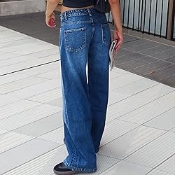 Covvoliy Women's Wide Leg Boyfriend Jeans Straight