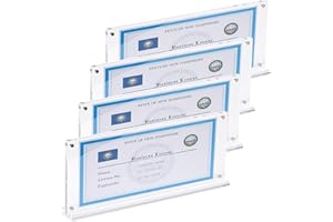 IEEK 4 Pack of Acrylic Business License Frame for 4x9 Business License Certificate Desk/Table Top Display,Clear Certificate Holder Panoramic Photograph Picture Frame,4x10 Inch