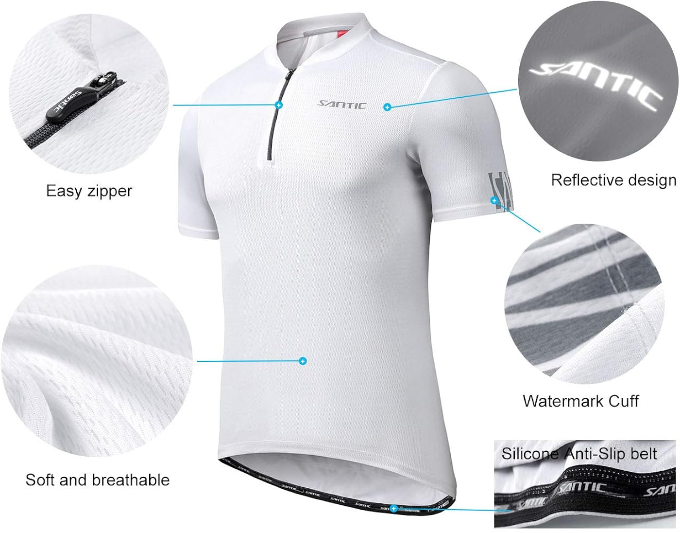 Santic Cycling Jersey Men Bike Jersey Cycling Jacket Reflective Breathable Moisture Wickin and Quick Dry : Clothing