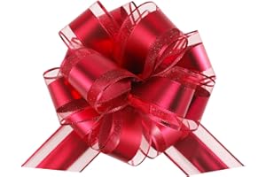 TIADYBOW 12 Pieces Pull Bow Wrapping Pull Bow Ribbon Pull Bows for Wedding Baskets,6 Inches Diameter Gift Bows, Large Bows for Presents. (Wine red)
