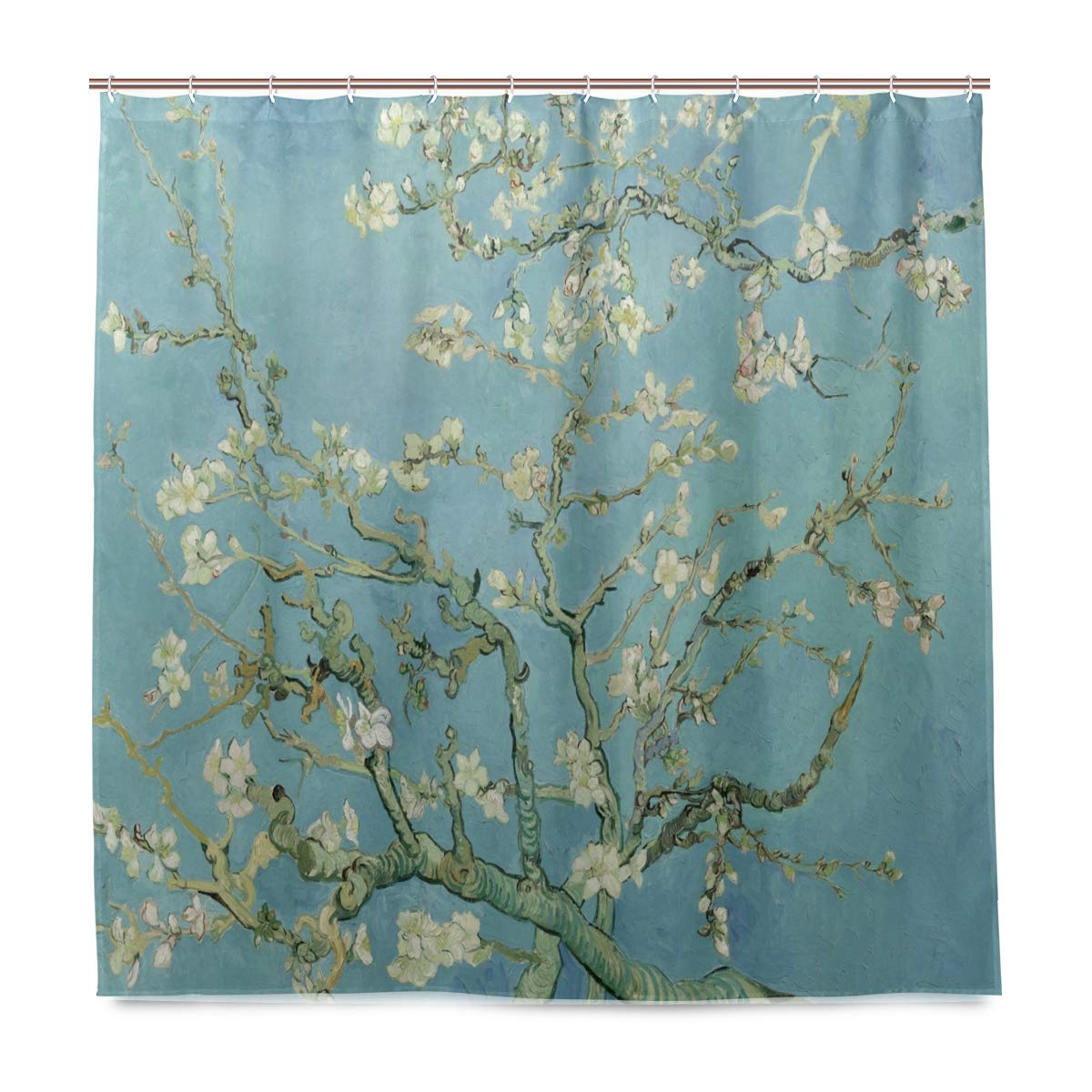 ISAOA Van Gogh Painting Shower Curtain Waterproof Mildew Resistant Anti-Bacterial Personalized Design Polyester Fabric Curtain for Bathroom,180x180cm with 12 hooks