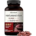 Red Yeast Rice 2,400mg with CoQ10, 240 Veggie Capsules (1,200mg Per Capsule) | Advanced Heart Health Herbal Supplement – Antioxidant Support for Energy & Heart Health – Non-GMO