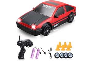YUAN PLAN RC Drift Car, 1:24 Remote Control High Speed Race Drifting Cars, 2.4GHz 4WD Electric Sport Racing Hobby Toy Car with Two Batteries Headlight for Boys and Girls Teens and Adults Gift (Red)