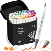 Ohuhu Alcohol Markers 48 Colors Brush&amp; Soft Chisel for Adult Cozy Coloring | Dual Tips Drawing Markers for Artists Beginners Illustration Sketching, AP Certified Refillable Alcohol-based, Honolulu S