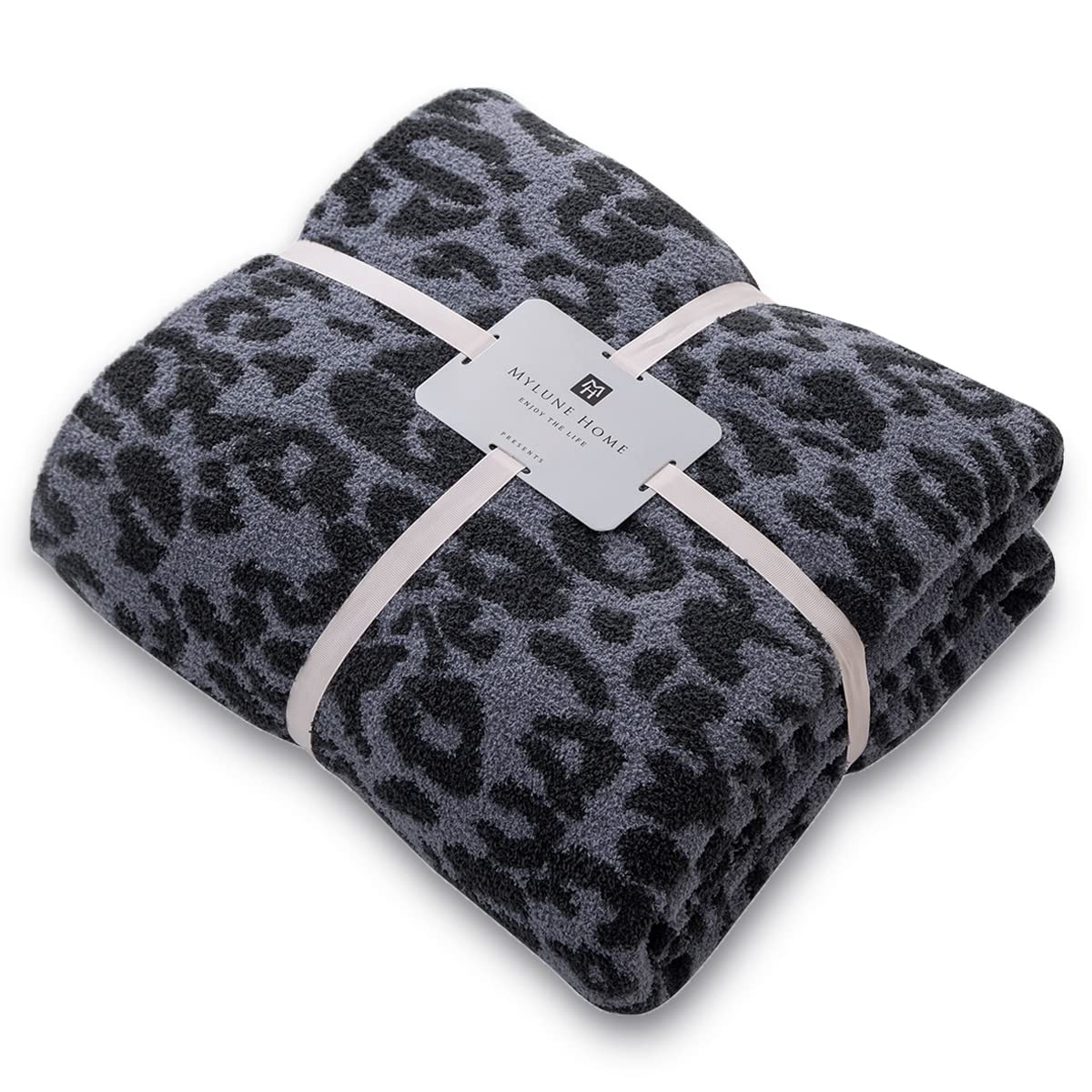 MH MYLUNE HOME Fleece Reversible Leopard Print Throw Blanket Fluffy Ultra-Soft Plush Microfiber Throws in 130x160 cm Cosy Warm Blankets for Sofa Couch Chair Settees Bed, Navy Blue