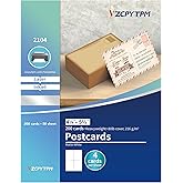 VZCPYTPM Printable Postcards 4.25" x 5.5",200 Blank Post Cards for Mailing,Invitations,Announcements,for Inkjet & Laser Printers,Perforated Cardstock for Custom Designs