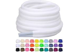 Puzeam 2 Pairs Oval Athletic Shoelaces 30 Colors 1/4" Half Round Shoe Laces for Sneakers