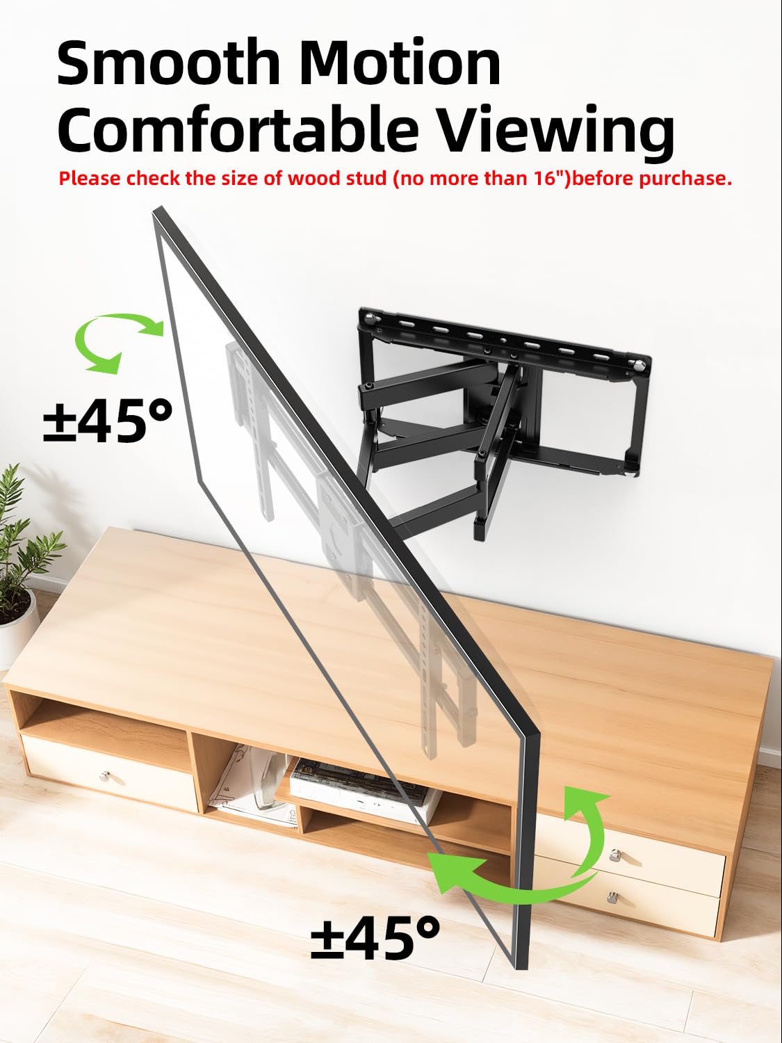 USX Mount Full Motion TV Wall Mount for Most 42-86 inch Flat Screen/LED/4K, TV Mount Bracket Dual Swivel Articulating Tilt 6 Arms, Max 16