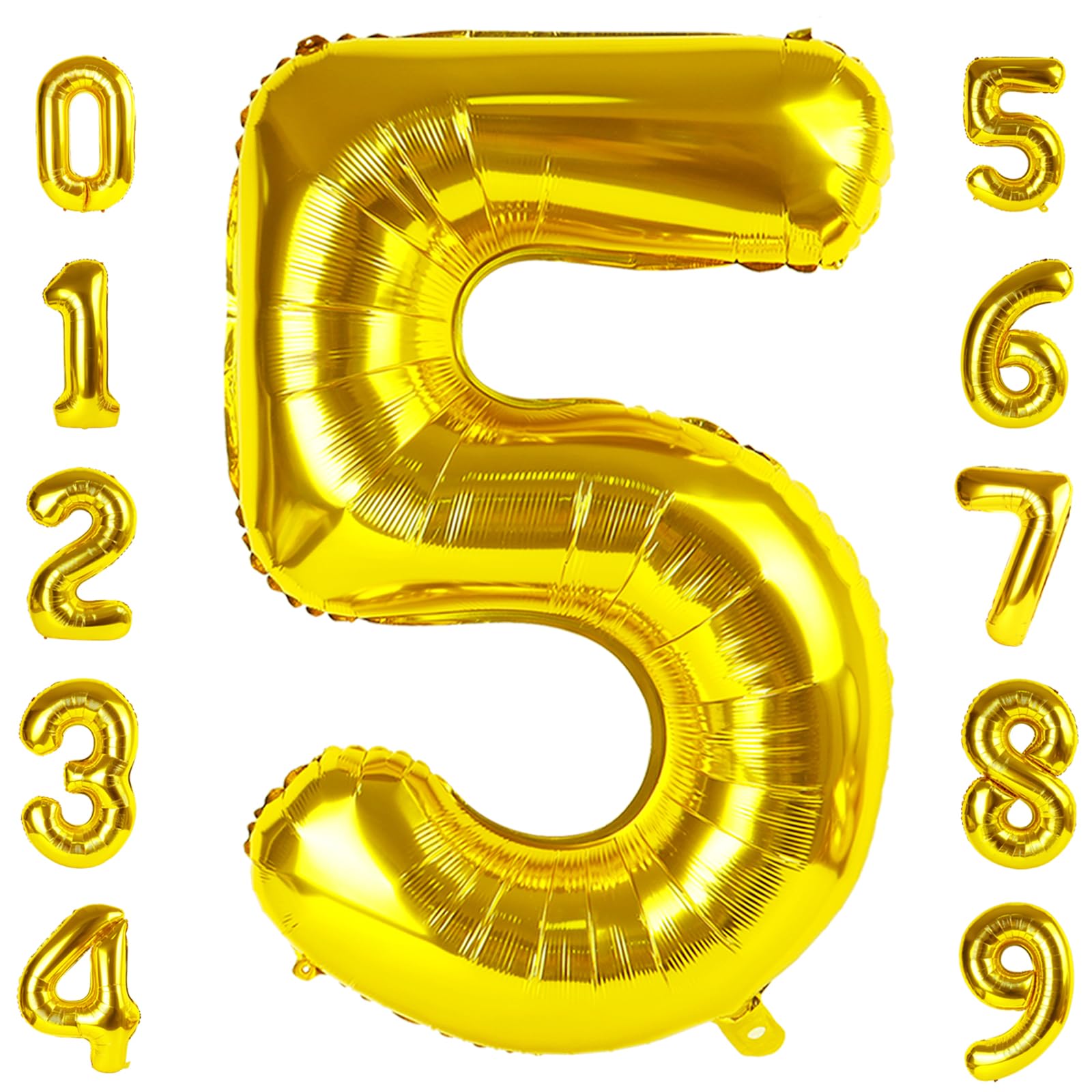 Photo 1 of Balloon Numbers 40 Inch 5 Ballon for 5th Birthday Decorations, 15 25 35 50 Big Gold Number Balloons for Wedding Graduation Party Decor