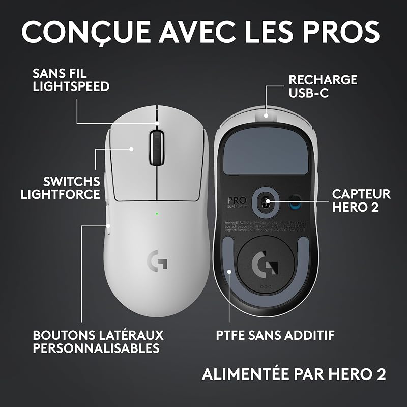 PRO X SUPERLIGHT 2c, souris gaming sans fil (Blanc)