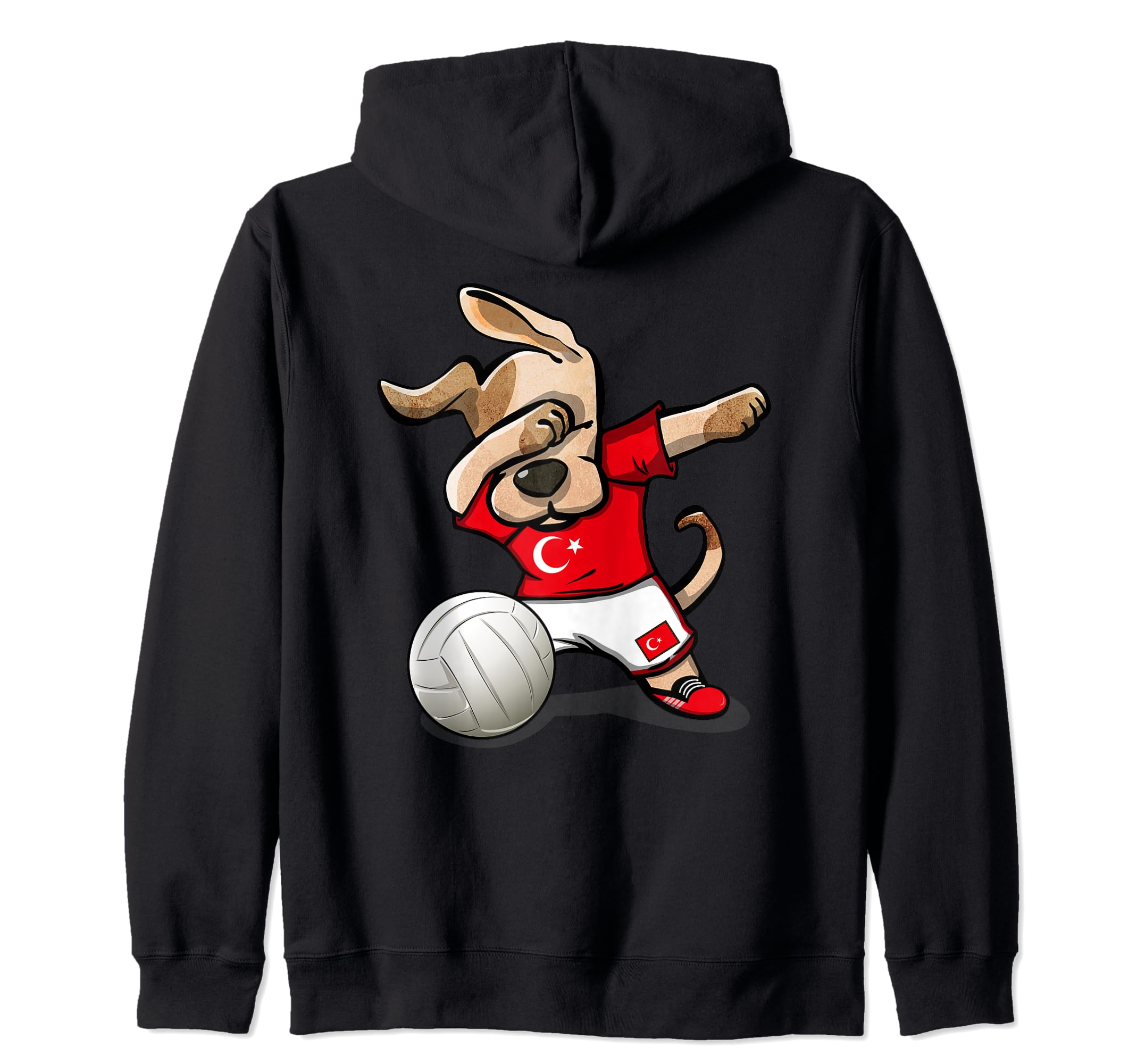Dabbing Dog Proud Turkey Volleyball Lovers - Turkish Flag Zip Hoodie