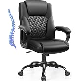Executive Office Chair, PU Leather Computer Desk Chair with Padded Arms | Ergonomic back support, 300 lbs capacity, 3.9 in cushioned seat, adjustable height, 360&deg; swivel, rocking function