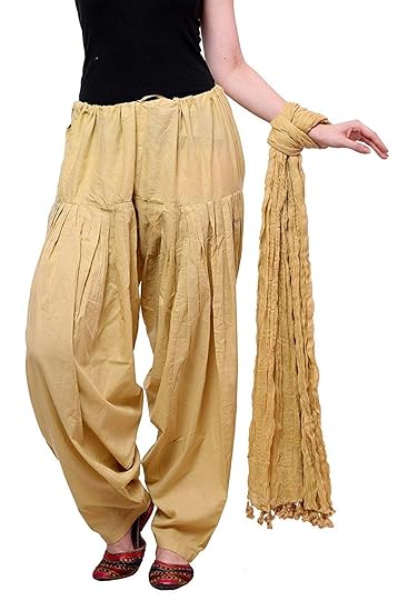 Filter Products Women's Solid Cotton Patiala With Dupatta Set (Free Size)