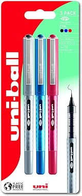 uni-ball UB-157D Eye Designer Rollerball Pens 0.7mm 3 Pack Black Blue Red