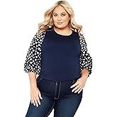 Avenue Women's Plus Size Mix Media Heart Top