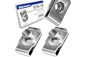 USDRWAM 20 Pack 5/16"-18 Extruded U-Nuts, 304 Stainless Steel U Clip Car Clips Fasteners