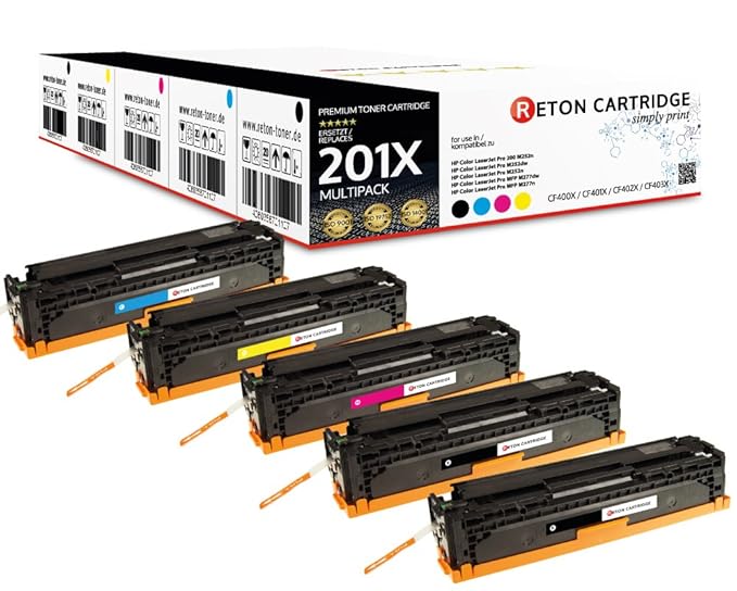 5 Original Reton Toner kompatibel zu CF400X CF401X CF402X CF403X 201X für HP Color LaserJet Pro 200 M252n Pro M252dw Pro MFP 