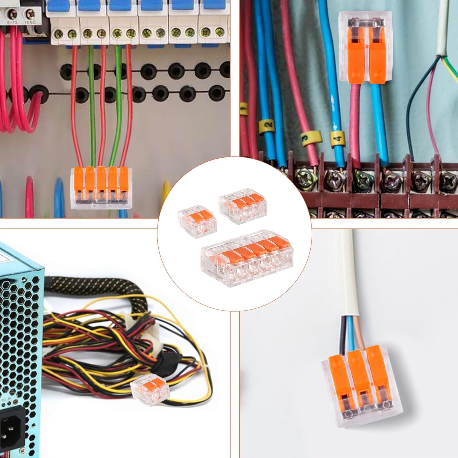 Forhome Kabelverbinder 60 Stück Kabelklemmen Elektro Lüsterklemmen Betätigungshebel Elektroklemmem 4mm² Verbindungsklemmen können frei kombiniert Werden Federdruckhebel Flexible Kabel 2-5 Leiter 7