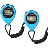 PIAMIG Simple Stopwatch Sport Timer Only Stopwatch Mode, 2 Pack Large Display Digital Stopwatch Timer with On/Off Function, No Alarm Silent Digital Stop Watch for Sports Kids Coaches (Blue)