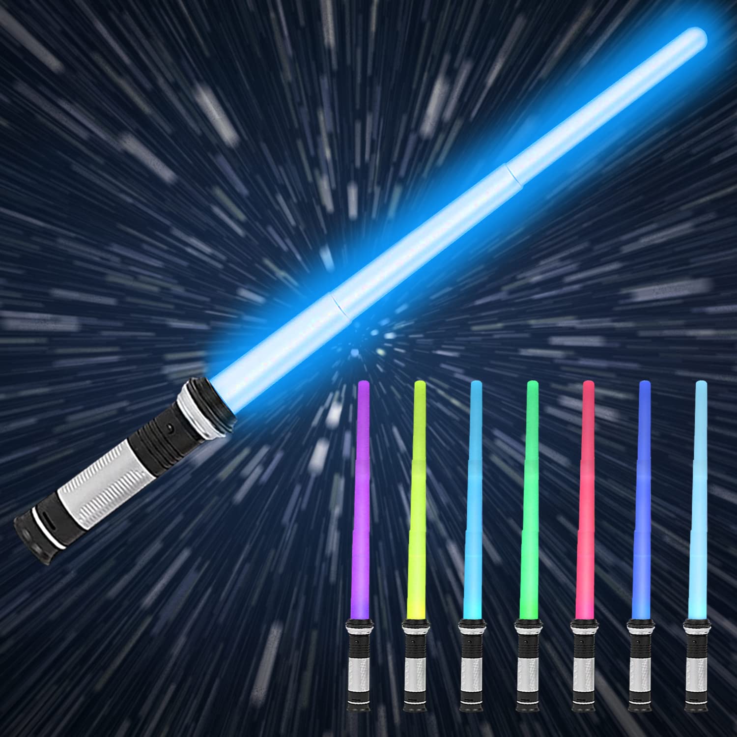 Lightsaber Kids - LED Light Up Saber with Sound Retractable 7 Colors Light Saber Sword - Gift for Boys Kids Teenagers Party Favors - 1 Pack Christmas Stocking Filler Gift