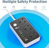 Hulker Extension Lead USB-C PD 20W 3 UK Outlets 2 USB-C 3 USB-A 2m view 5