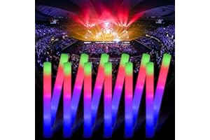Blu7ive Glow Sticks Bulk,156pcs LED Foam Sticks Wedding Party Favors Supplies 3 Flashing Modes Glow in The Dark Party Supplies Light up Foam Sticks for Birthday,Christmas,Concerts,DJ