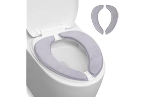 LANSEYIXIU Soft Thicker Warmer Toilet Seat Cover Washable, Toilet Seat Cushion with Memory Foam, Fits Most Size Toilet Lids for Bathroom, Easy Installation & Cleaning (Grey)