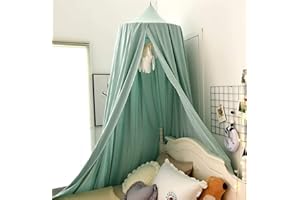 LImiLI Kids Bed Canopy, Round Dome Mosquito Net, Castle Style, Lake Green, 275 x 65 cm
