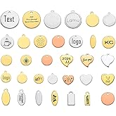 MeiceM Custom 30/100Pcs Charms Logo Personalized Jewelry Charms for Bracelet Charms for Jewelry Making Various Shape Tags Laser Engrave Labels for Necklace Tags